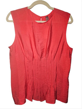 Anthropologie Della Pleated-Waist Shell Top in Coral Red — Size M NWT